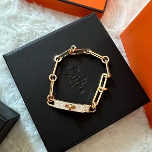 Brand New! ✨ Hermès Kelly Chaine 18K Yelllow Gold diamond bracelet size ST
